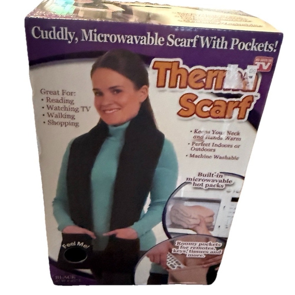 Therma Scarf~As Seen on TV-- Cuddly Microwavable Scarf with pockets - Hot Packs